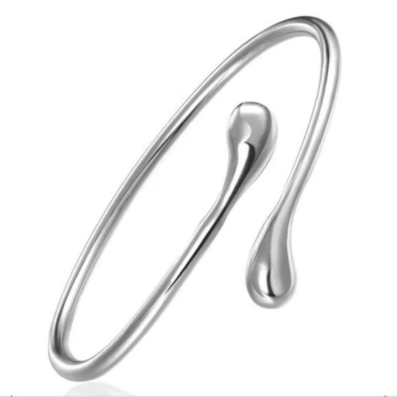 925 Sterling Silver Bracelet Teardrop Adjustable BOHO Fashion Bangle Gift NEW - Picture 6 of 7